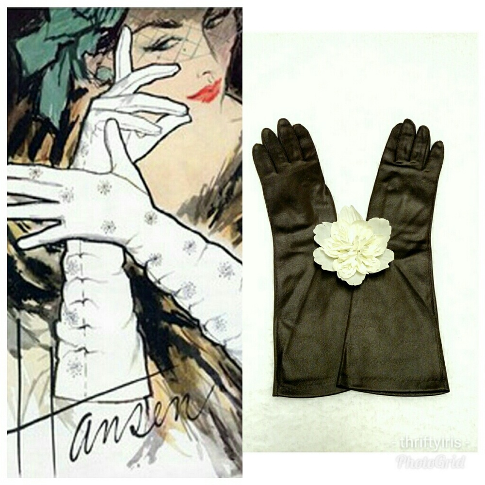 Hansen Vintage Brown Nylasuede Dress Gloves-7